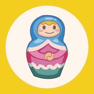 Matryoshka Russian traditional wooden doll vector pattern el N49