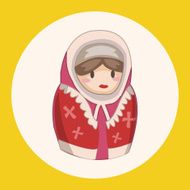 Matryoshka Russian traditional wooden doll vector pattern el N53