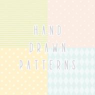 Set of 4 hand drawn pastel patterns