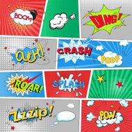 Comic colored speech bubbles in pop art style vs net