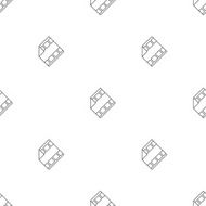 Vector outline film icon with play sign seamless pattern Media