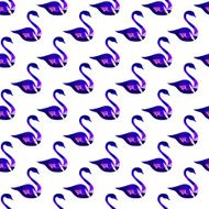 Vector low poly bird seamless pattern Beautiful diamond swan polygonal