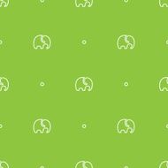 Vector minimalistic elephant seamless pattern Outline green simple animal background