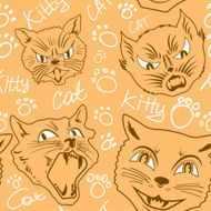 Seamless vector pattern with funny cats