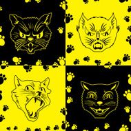 Funny seamless pattern with cat faces
