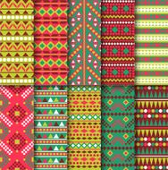 Set of seamless colorful geometric style design retro patterns Tribal N2