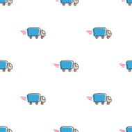 Vector truck icons seamless pattern Funny express delivery background