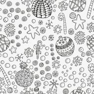 Seamless patter with Christmas hand-drawn decorative elements in vector