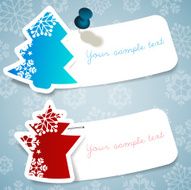 Paper Cut Christmas Tree Shaped Banners with Snowflakes N3