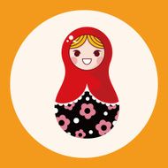 Matryoshka Russian traditional wooden doll vector pattern el N54