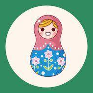 Matryoshka Russian traditional wooden doll vector pattern el N55