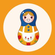 Matryoshka Russian traditional wooden doll vector pattern el N56
