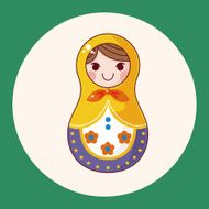Matryoshka Russian traditional wooden doll vector pattern el N57