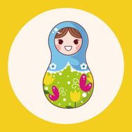 Matryoshka Russian traditional wooden doll vector pattern el N58