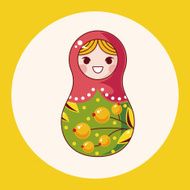 Matryoshka Russian traditional wooden doll vector pattern el N59