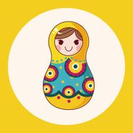 Matryoshka Russian traditional wooden doll vector pattern el N60