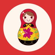 Matryoshka Russian traditional wooden doll vector pattern el N62