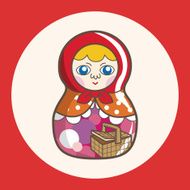 Matryoshka Russian traditional wooden doll vector pattern el N65