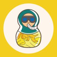 Matryoshka Russian traditional wooden doll vector pattern el N68
