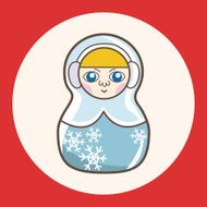 Matryoshka Russian traditional wooden doll vector pattern el N69