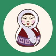 Matryoshka Russian traditional wooden doll vector pattern el N70