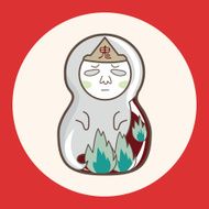 Matryoshka Russian traditional wooden doll vector pattern el N71