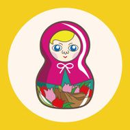 Matryoshka Russian traditional wooden doll vector pattern el N72