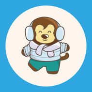 animal monkey winter cartoon theme elements N2