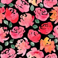 hand drawn watercolor roses seamless pattern N6