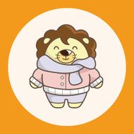 animal lion winter cartoon theme elements