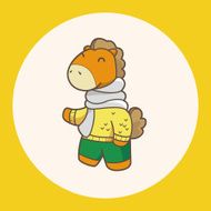 animal horse winter cartoon theme elements