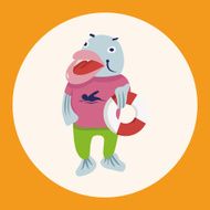 animal fish summer cartoon theme elements