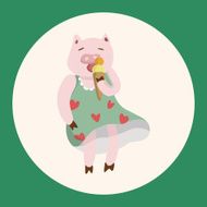 animal pig summer cartoon theme elements