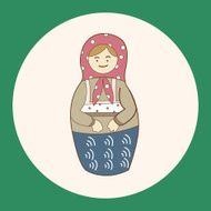 Matryoshka Russian traditional wooden doll vector pattern el N75