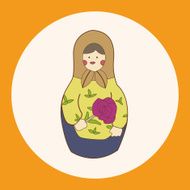 Matryoshka Russian traditional wooden doll vector pattern el N76