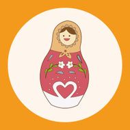 Matryoshka Russian traditional wooden doll vector pattern el N78
