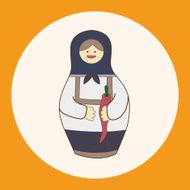 Matryoshka Russian traditional wooden doll vector pattern el N79