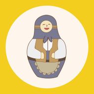 Matryoshka Russian traditional wooden doll vector pattern el N80