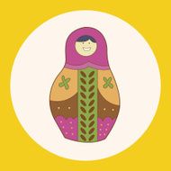 Matryoshka Russian traditional wooden doll vector pattern el N82