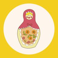 Matryoshka Russian traditional wooden doll vector pattern el N83
