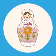 Matryoshka Russian traditional wooden doll vector pattern el N84
