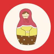 Matryoshka Russian traditional wooden doll vector pattern el N85