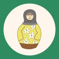 Matryoshka Russian traditional wooden doll vector pattern el N86