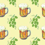 Germany seamless pattern Oktoberfest beer and hop