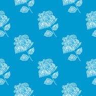 Seamless Pattern with white Flowers on blue Background