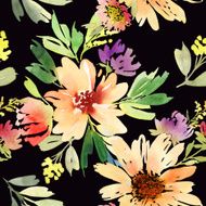 Sunflowers seamless pattern Watercolor Summer N3