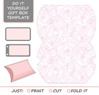 Favor gift box die cut Box template with rose
