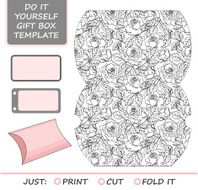 Favor gift box die cut Box template with rose N2