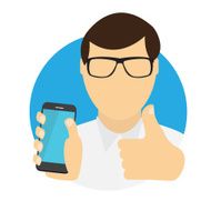 The Man Holding a Mobile Phone Communication Concept Vector