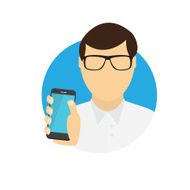 The Man Holding a Mobile Phone Communication Concept Vector N2